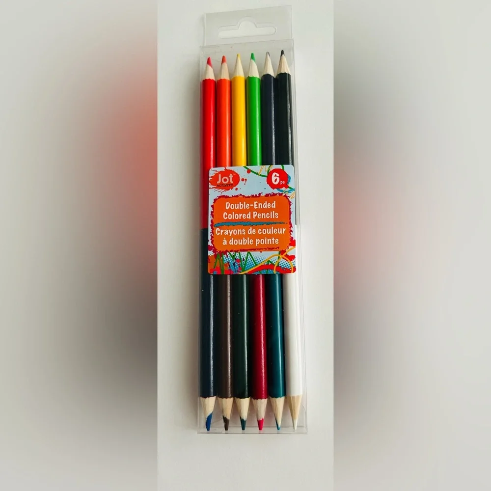 New Jot 6 Double-Ended Colored Pencils Non-Toxic Red Orange Yellow Blue Green